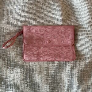 MCM Pink Leather Wristlet Clutch